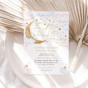 Twinkle Little Star Pink Blue Gender Reveal Invitation