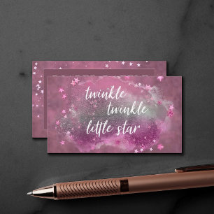 Twinkle Little Star Pink Dark Grey Diaper Raffle Enclosure Card