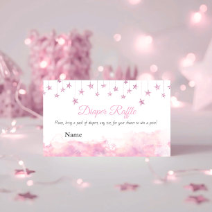 Twinkle Little Star Pink Girl Baby Shower Diaper Enclosure Card