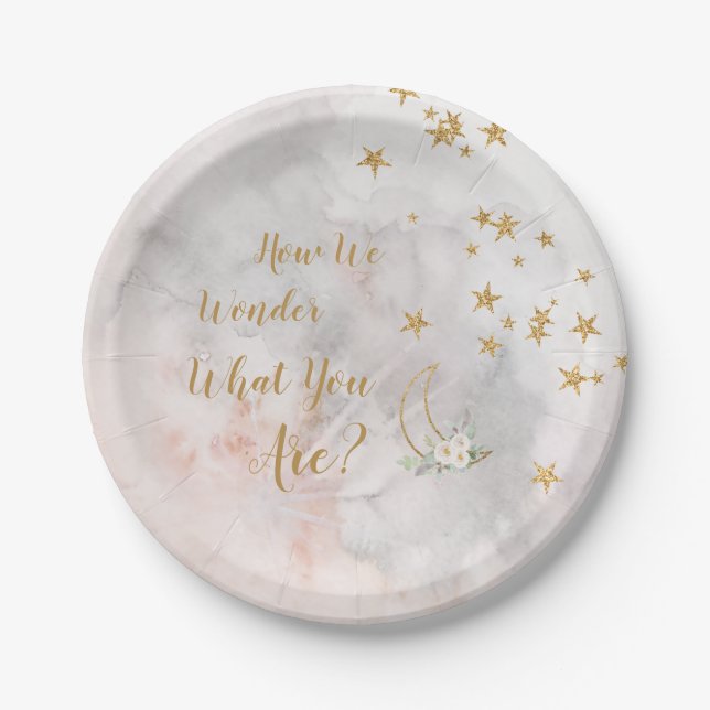 Twinkle Little Star Plates Gender Reveal Baby  (Front)