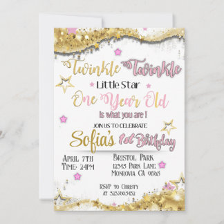 Twinkle Little Star première invitation anniversai