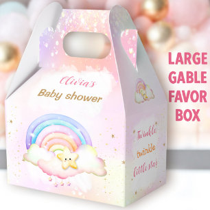 Twinkle Little Star Rainbow Baby Shower Large Favor Box