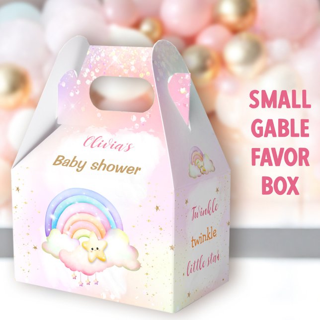Twinkle Little Star Rainbow Baby Shower Small Favor Box (Star Rainbow Small Gable Favor Boxes - You can choose from 3 sizes of these gable favor boxes)
