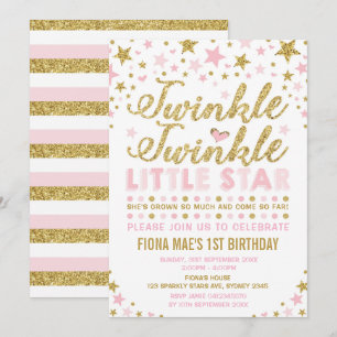 Twinkle Little Star Rose & Gold Invitation d'anniv