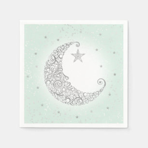 Twinkle Little Star Silver Moon Mint Napkin