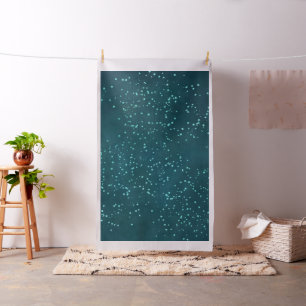 Twinkle Little Star Sparkly Teal Baby Shower Fabric