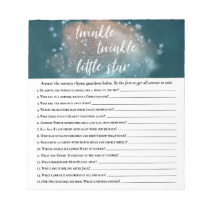 Twinkle Little Star Teal Copper Blue Shower Game Notepad