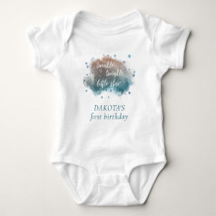 Twinkle Little Star   Teal Green and Taupe Brown Baby Bodysuit
