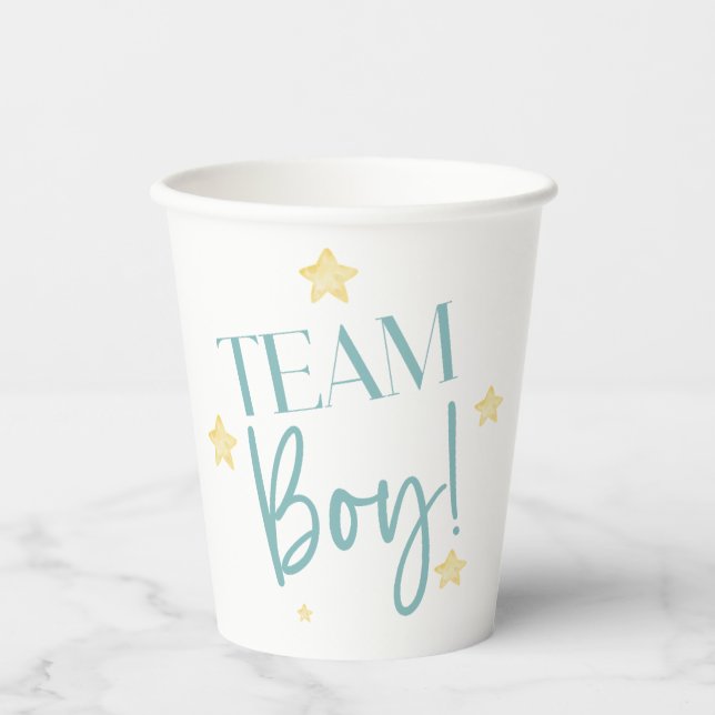 Twinkle Little Star Team Boy Blue Gender Reveal Paper Cups (Front)