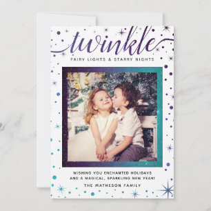 TWINKLE Purple & Teal Falling Snow Enchanted Holiday Card