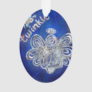 Twinkle Silver Angel Art Holiday Ornament