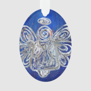 Twinkle Silver Angel Art Holiday Ornament