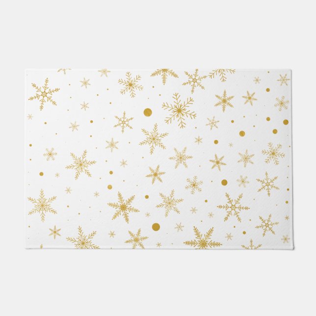 Twinkle Snowflake 3 -Gold & White- Doormat (Front)