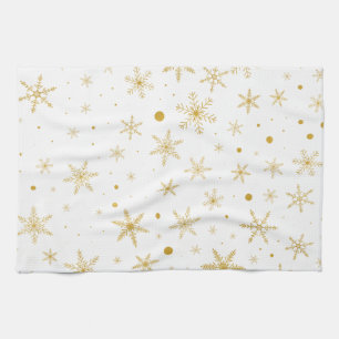 Twinkle Snowflake 3 -Gold & White- Kitchen Towel