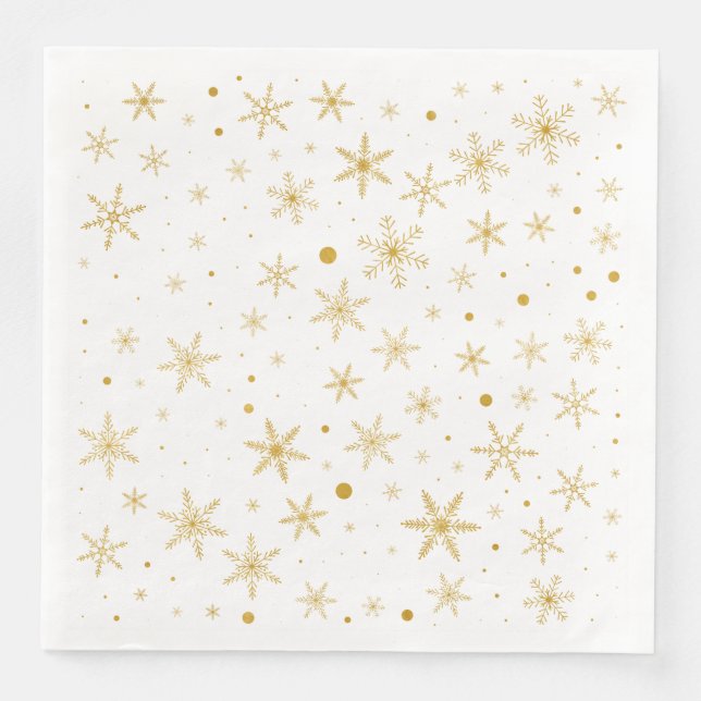 Twinkle Snowflake 3 -Gold & White- Napkin (Front)