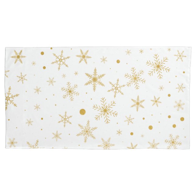 Twinkle Snowflake 3 -Gold & White- Pillowcase (Front)
