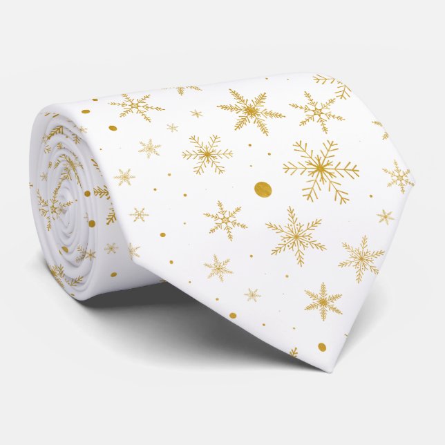 Twinkle Snowflake 3 -Gold & White- Tie (Rolled)