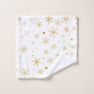 Twinkle Snowflake 3 -Gold & White- Wash Cloth