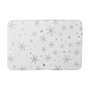 Twinkle Snowflake -Silver Grey & White- Bath Mat