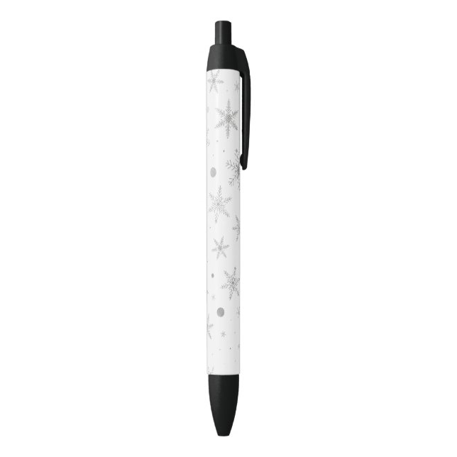 Twinkle Snowflake -Silver Grey & White- Black Ink Pen (Bottom (Vertical))