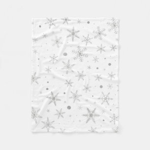 Twinkle Snowflake -Silver Grey & White- Fleece Blanket