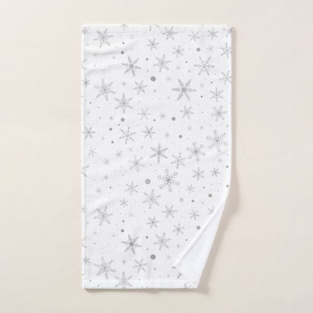 Twinkle Snowflake -Silver Grey & White- Hand Towel (Hand Towel)