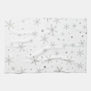 Twinkle Snowflake -Silver Grey & White- Kitchen Towel