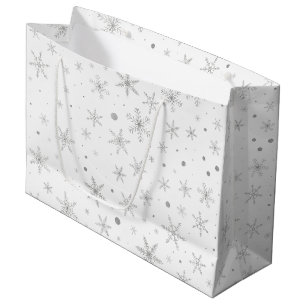 Twinkle Snowflake -Silver Grey & White- Large Gift Bag