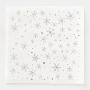 Twinkle Snowflake -Silver Grey & White- Napkin