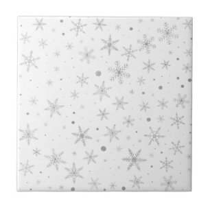 Twinkle Snowflake -Silver Grey & White- Tile