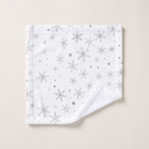 Twinkle Snowflake -Silver Grey & White- Wash Cloth