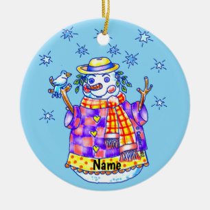 Twinkle Snowman Ceramic Ornament