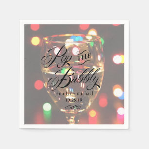 Twinkle Sparkle Bokeh Light Champagne Glass Custom Napkin