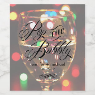 Twinkle Sparkle Bokeh Light Sparkling Wine Glass C Wine Label