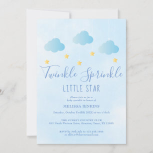 Twinkle Sprinkle Boy Blue All In One Baby Shower Invitation