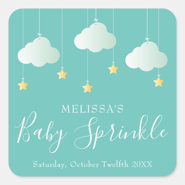 Twinkle sprinkle little star baby shower square sticker (Front)
