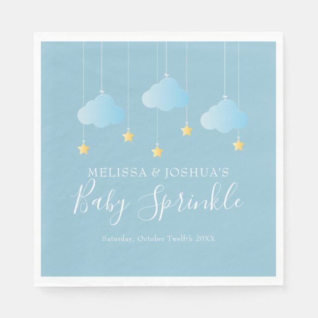Twinkle Sprinkle Little Star Blue Baby Sprinkle Napkin (Front)
