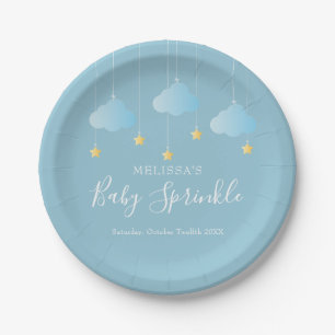 Twinkle Sprinkle Little Star Blue Boy Baby Shower Paper Plate