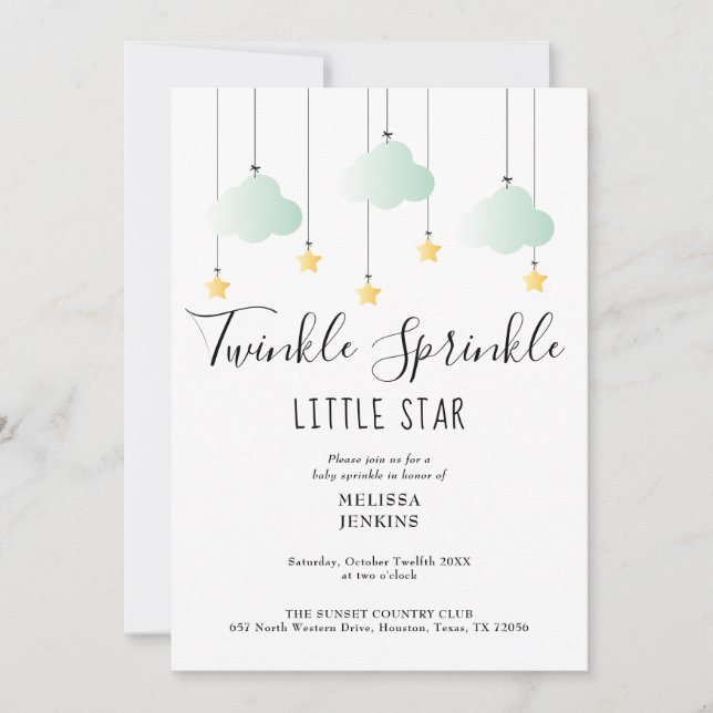 Twinkle Sprinkle Neutral QR Code Baby Shower Invitation (Front)