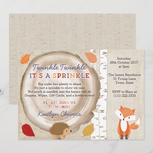 Twinkle Sprinkle Poem, Second Baby Party for Boy Invitation (Front/Back)