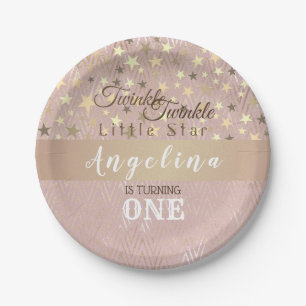 Twinkle Star 1st Birthday Girl Paper Plate