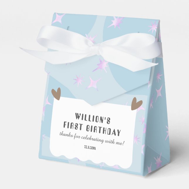 Twinkle Star And Heart Birthday Favor Box (Front Side)