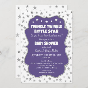 Twinkle Star Baby Shower ultra violet invitations