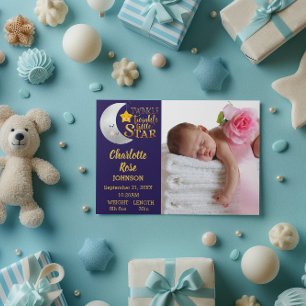 Twinkle Star Script Photo Birth Announcement Postcard