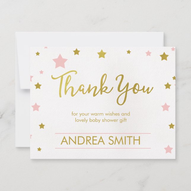Twinkle Stars baby Shower Thank You Card (Front)