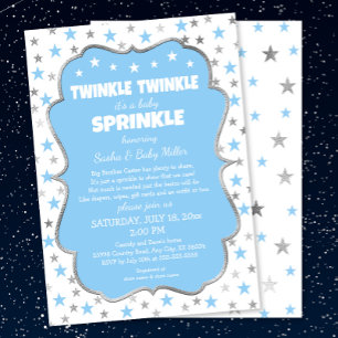 Twinkle Stars Baby Sprinkle invitations garçon