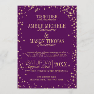 Twinkle Stars Gold Sparkle Wedding Invitation