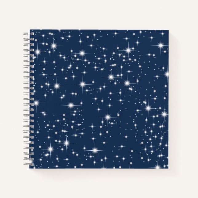 Twinkle Stars on Navy Blue Notebook (Front)