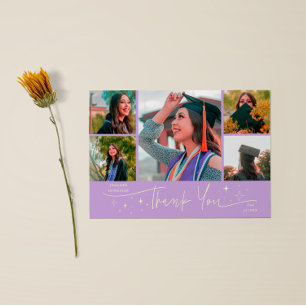 Twinkle Stars Wisteria Grad Multi Photo Thank You Announcement