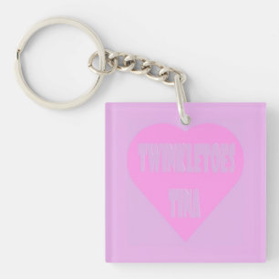 Twinkle toes Tina pink and mauve pastels heart Keychain